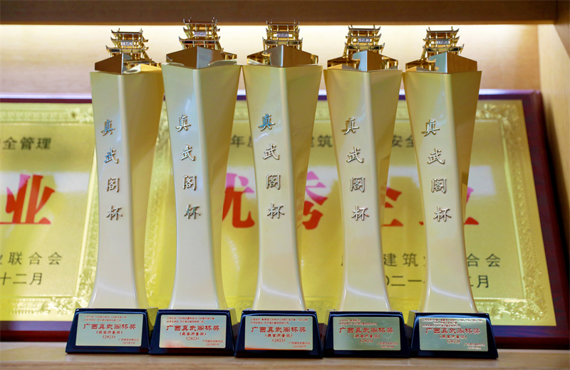 2024年5月9日，z6尊龙凯时八建承建的南宁万科金域国际一期、柳州万科城怡璟、汇景花园、大唐碧园西园、崇左碧桂园公园上城项目获2024年度广西建设工程最高质量奖“真武阁杯”奖。